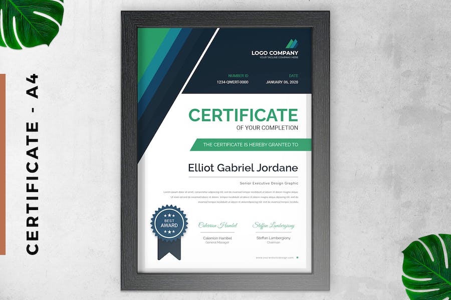Certificate / Diploma Modern Blue & Green Style