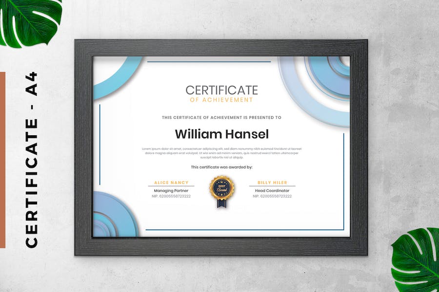 White and Blue Certificate / Diploma Template