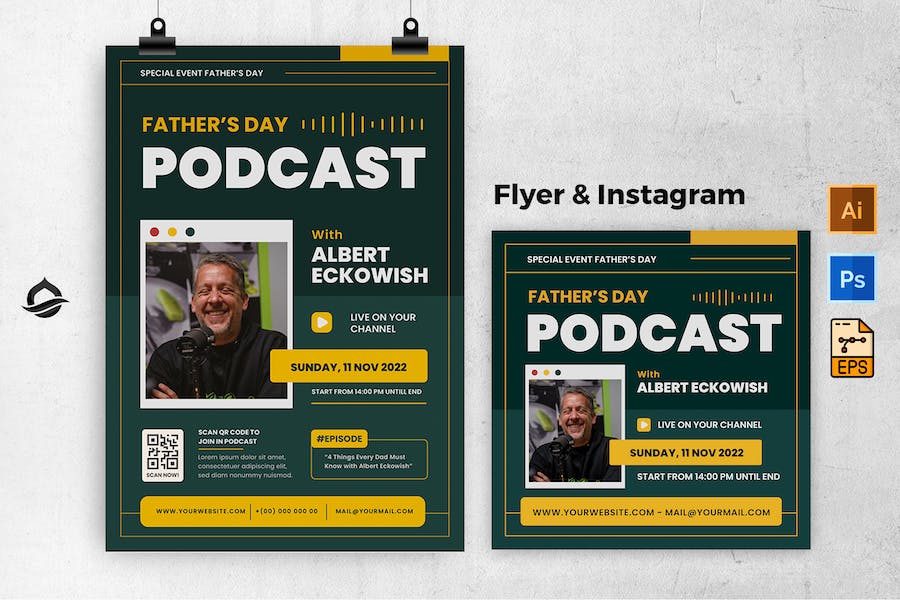 Podcast Father Day Template Flyer & Instagram Post