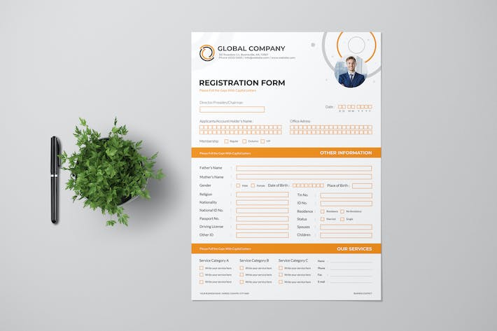 Clean Registration Form with Orange Accent