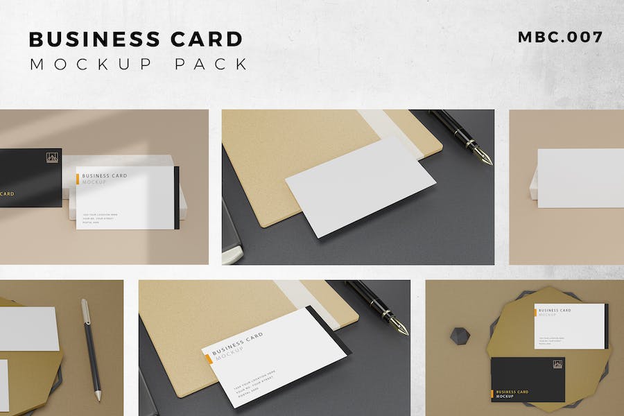 10 Perspective Business Card Mockup Pack 07