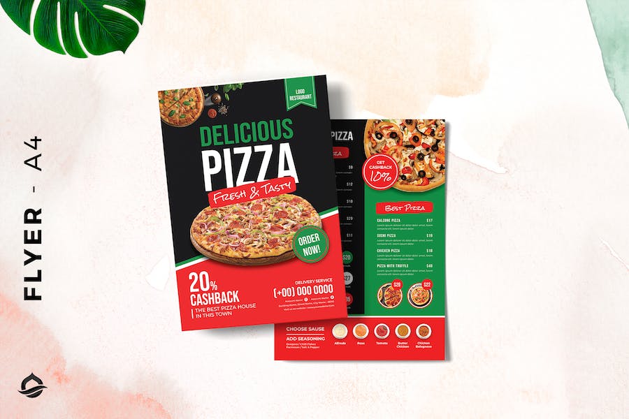Flyer Food menu pizza promotion