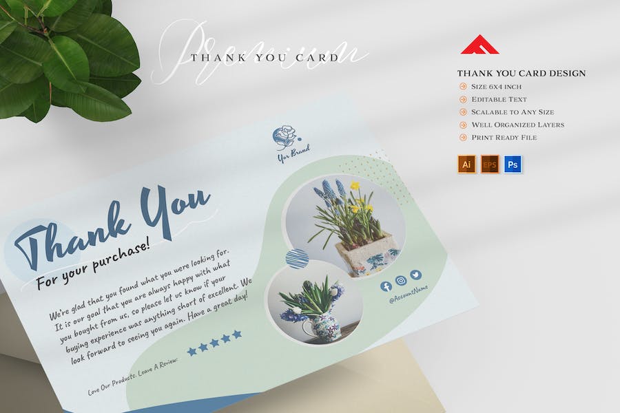 Thank You Card For Flower Store