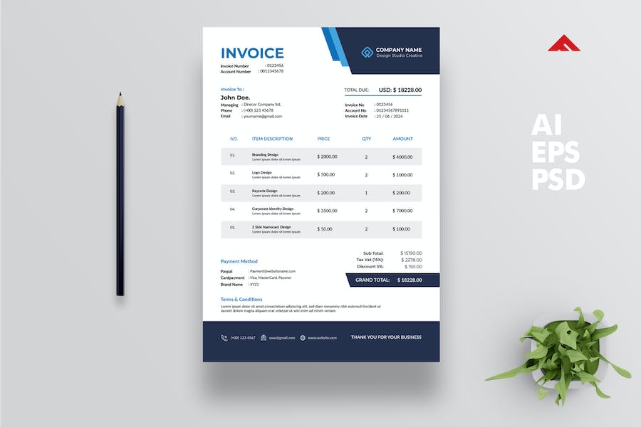 Blue Invoice Design