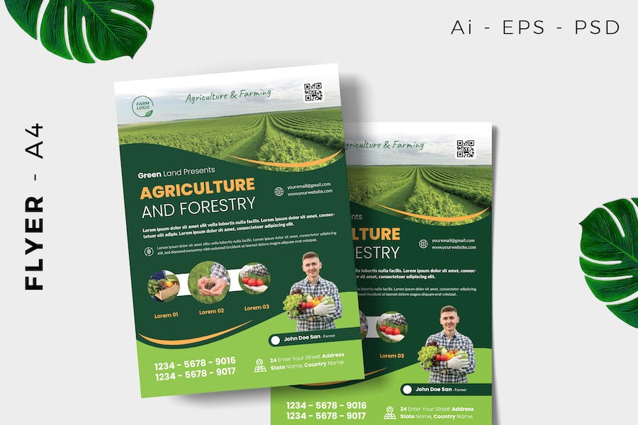 Organic Green Farmer Flyer Design