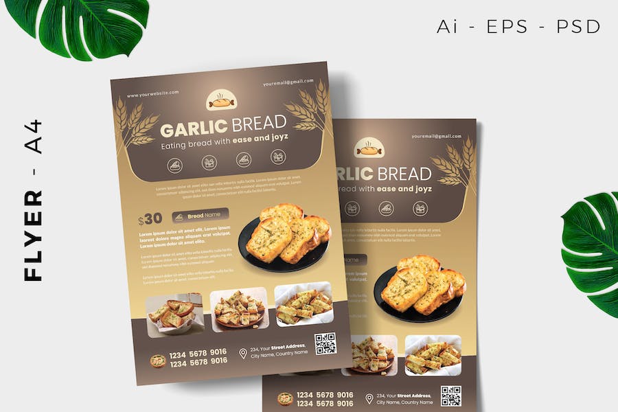 Garlic Bread Cake Flyer Design