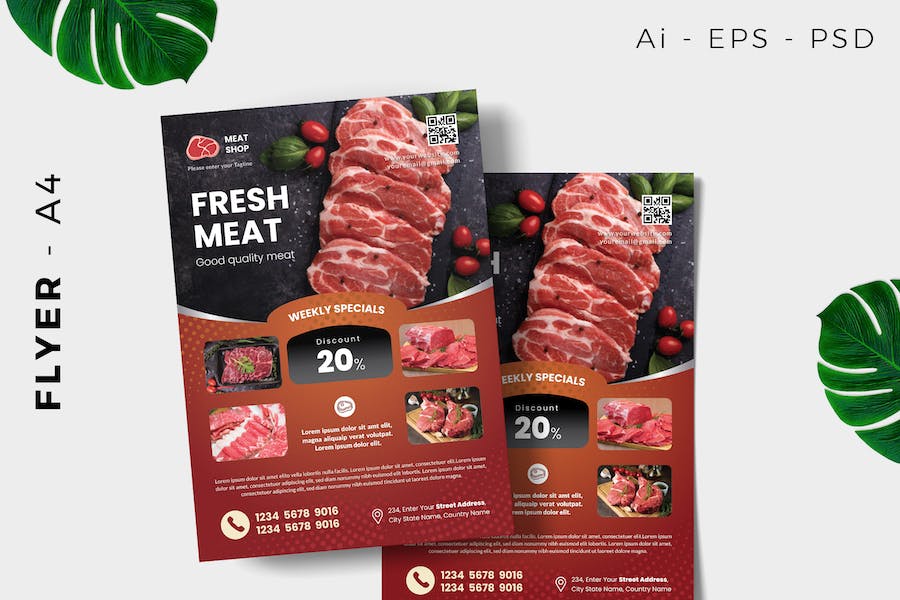 Fresh Meat Butcher Flyer Design