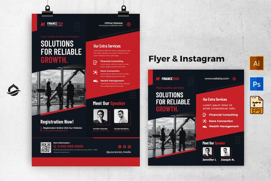 Red Financial Business Flyer & Instagram Post