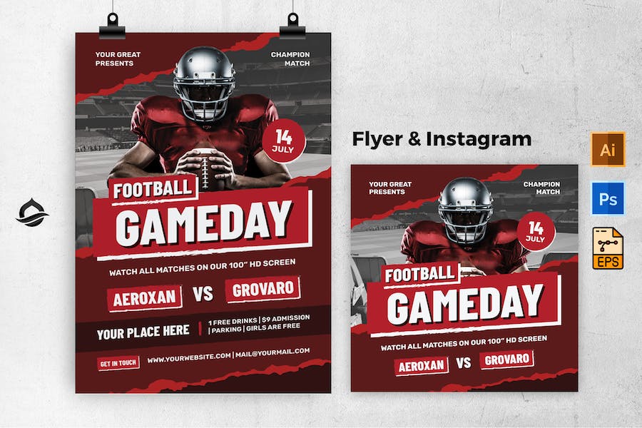 Football Gameday Flyer & Instagram Post