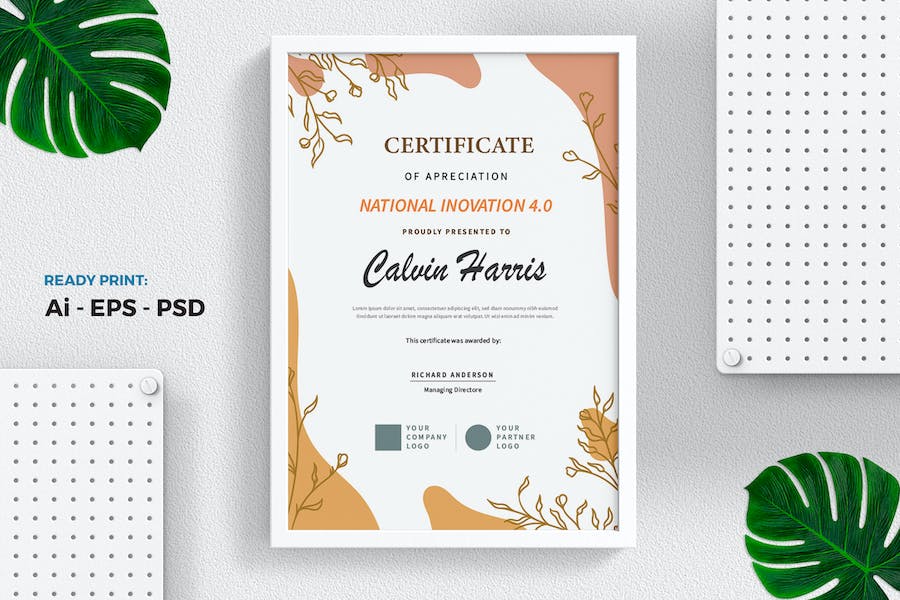 Floral gradient Certificate / Diploma Template