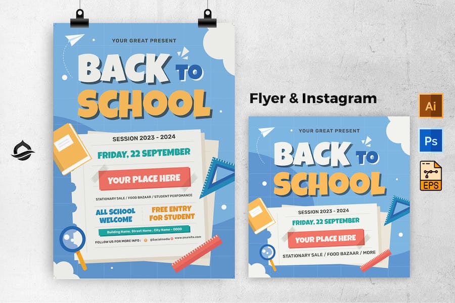 Colorful Back To School Flyer & Instagram Post