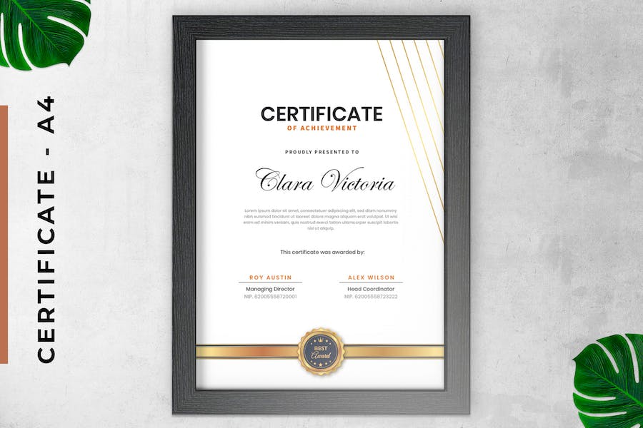 Gold Vintage Certificate / Diploma Template