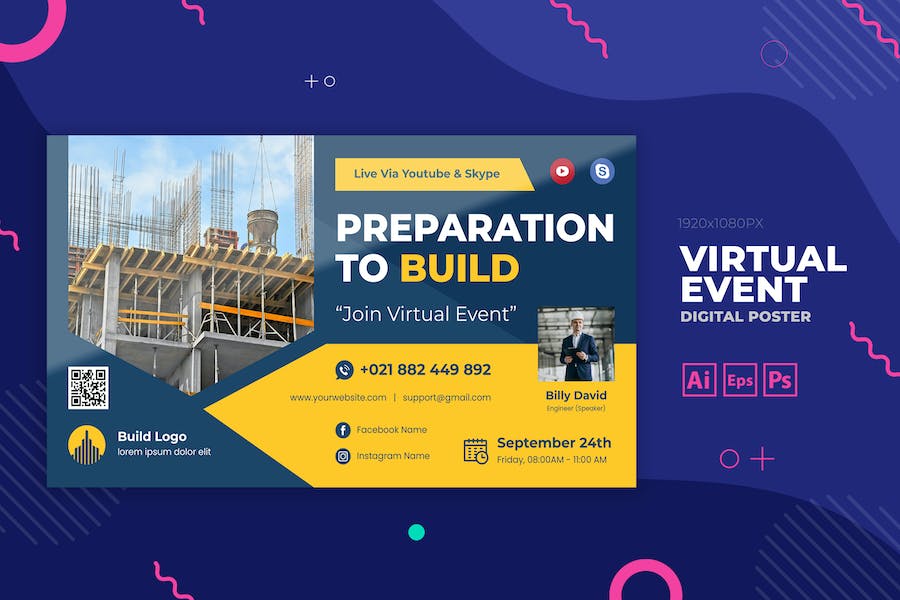 Construction Online Training Event Digital Poster