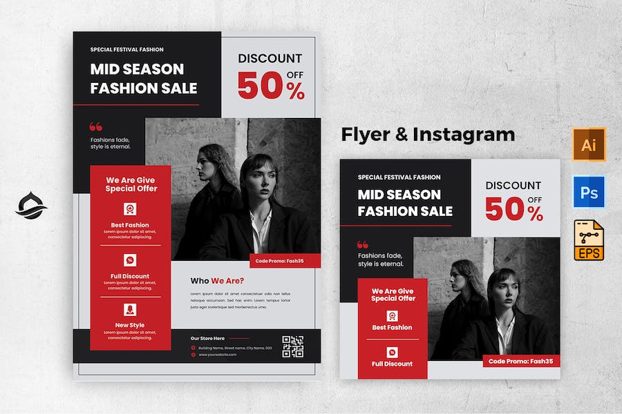 Black Festival Fashion Sale Flyer & Instagram post