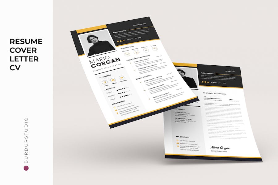 Minimal Square Clean CV Resume & Cover Letter