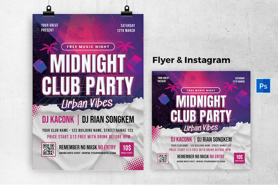 Midnight Club Party Flyer & Instagram Post