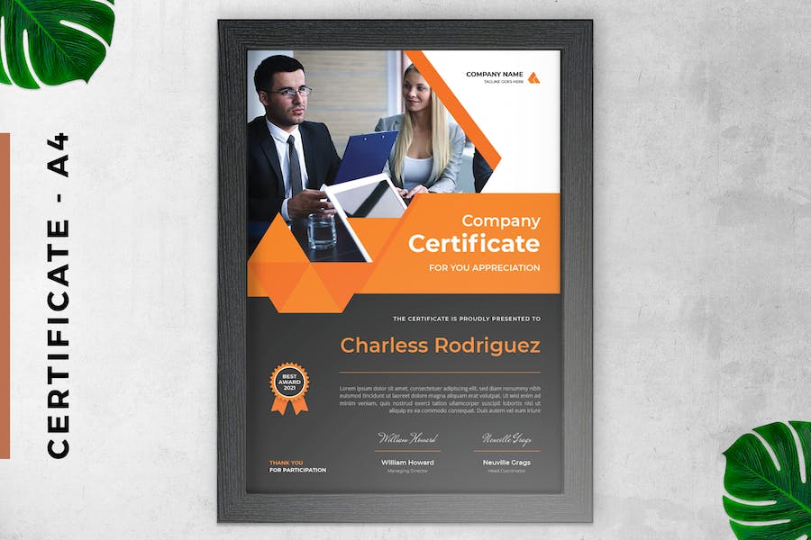 Certificate / Diploma Modern Orange & Grey Style