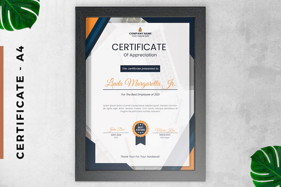 Certificate / Diploma Modern Triangle Blue Style