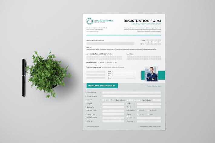 Clean Registration Form Wit Turquoise Accent