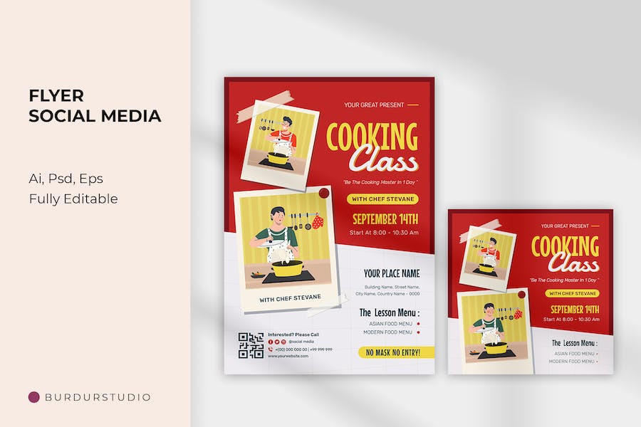 Polaroid Cooking Class Flyer & Instagram post