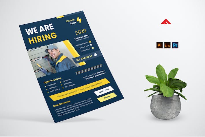 Electrician Job Hiring Flyer Advertisement