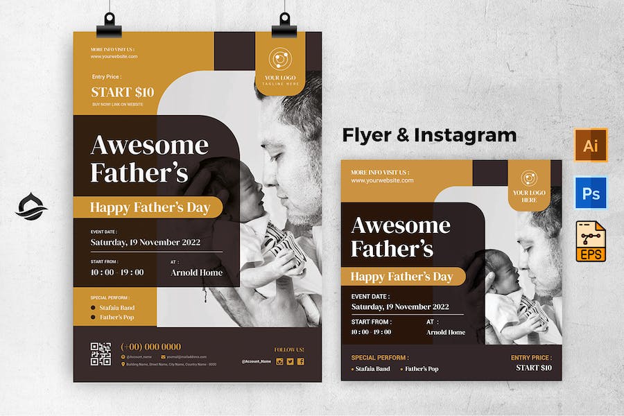 Father day Template Flyer & Instagram post