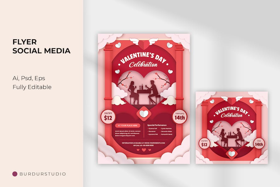 Papercut Valentine Celebration Flyer & Instagram