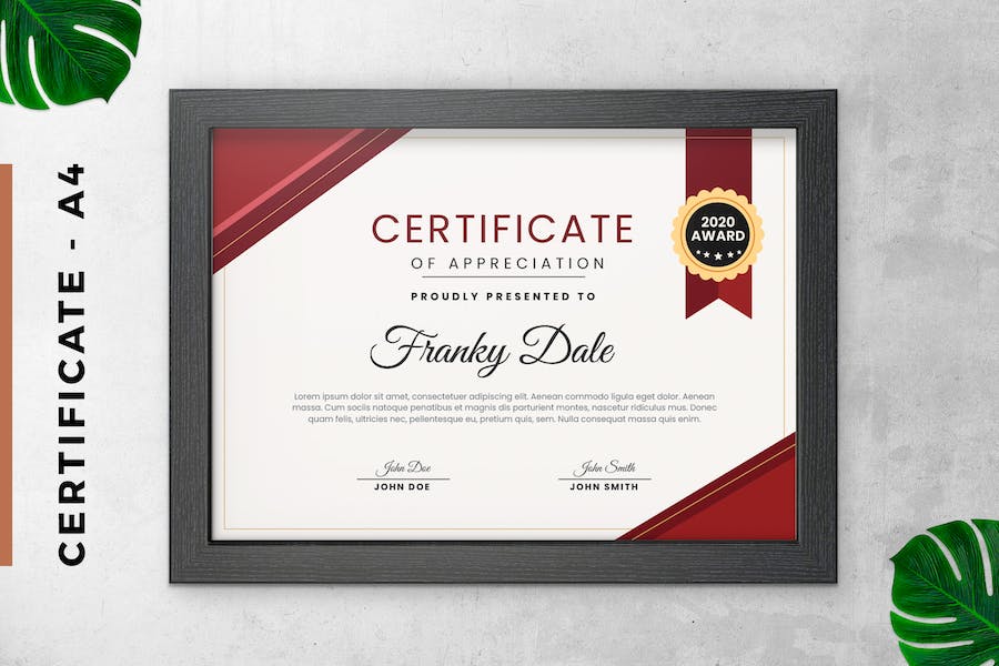 Professional Red Certificate / Diploma Template