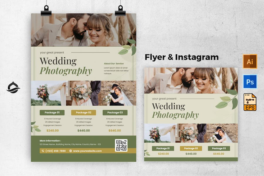 Natural Leaf Wedding Photography Flyer