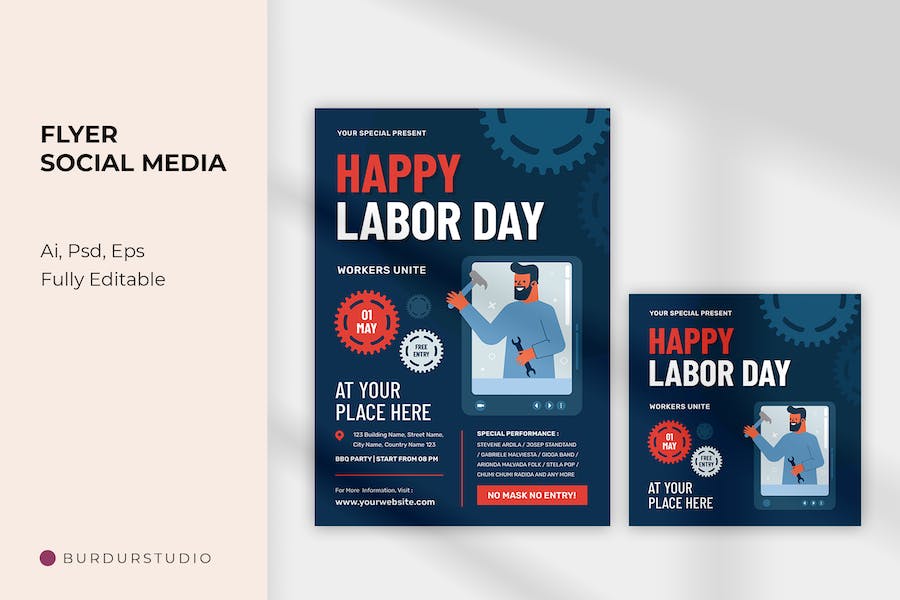 Happy Labor Day Flyer & Instagram Post