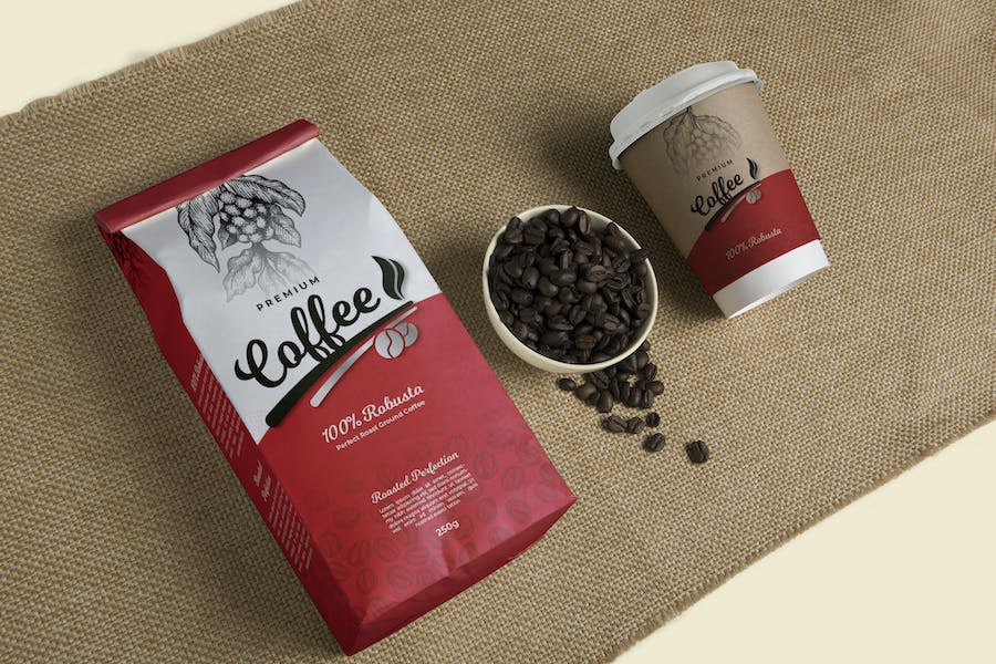 Premium Coffee Packaging & Cup Label Design