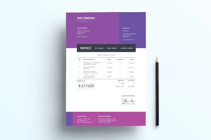 Invoice Business with Purple Accents