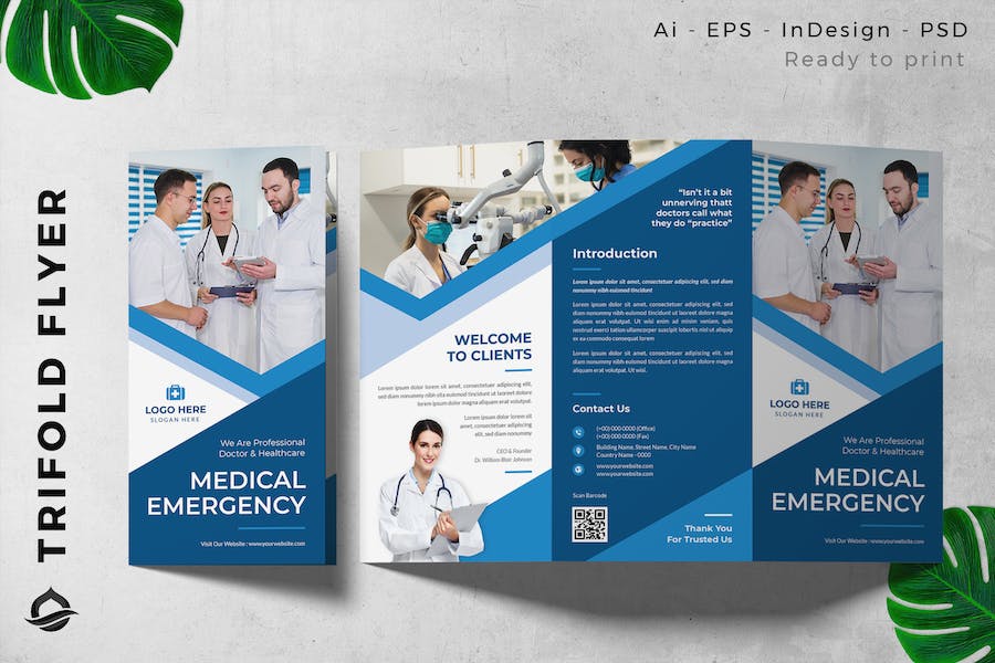 Medical Emergency Center Trifold Brochure Flyer