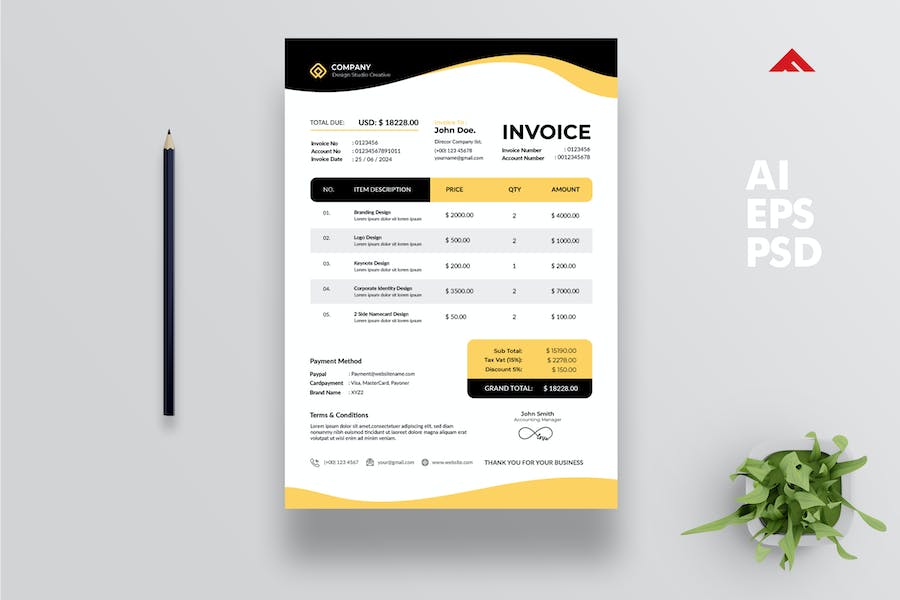 Yellow Invoice Design