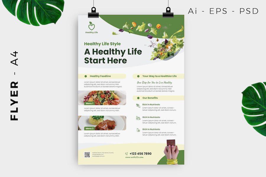 Healthy life style flyer template