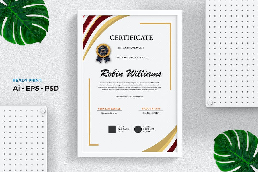 Red Gold Certificate / Diploma Template
