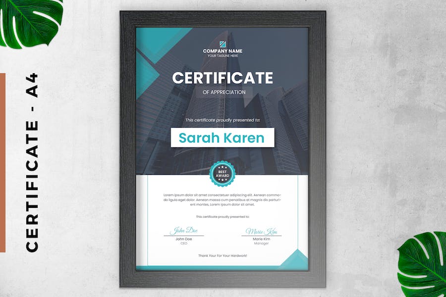 Certificate / Diploma Modern Blue & Grey Style