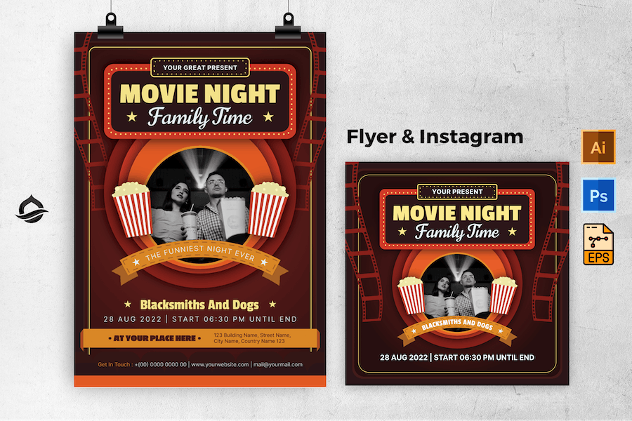 Old Movie Night Flyer & Instagram Post