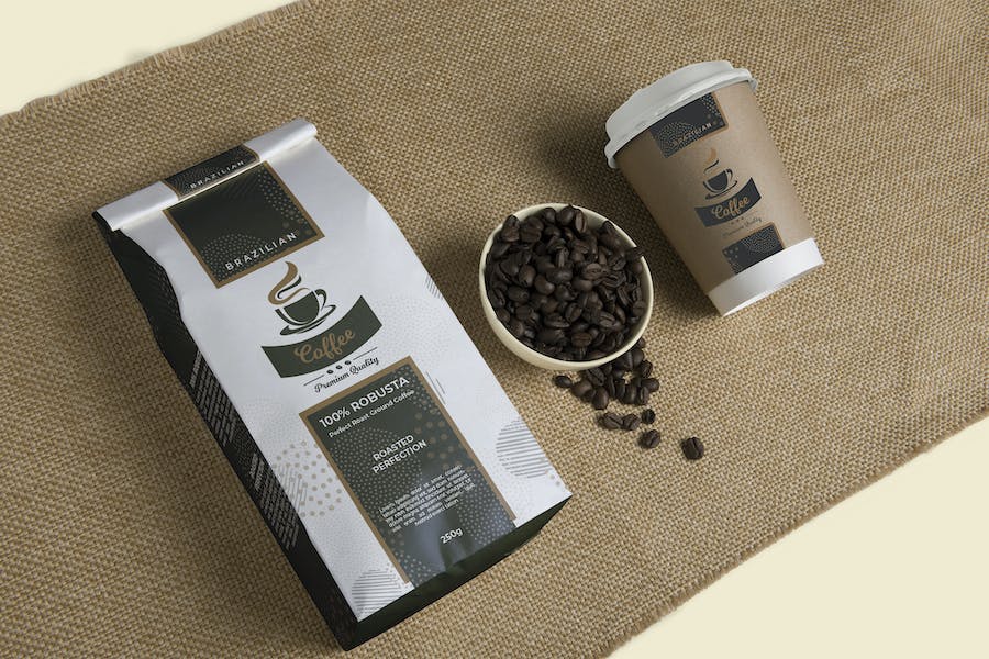 Premium Coffee Packaging and Cup Label Template