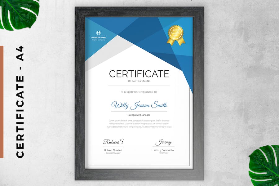 Blue Professional Certificate / Diploma Template