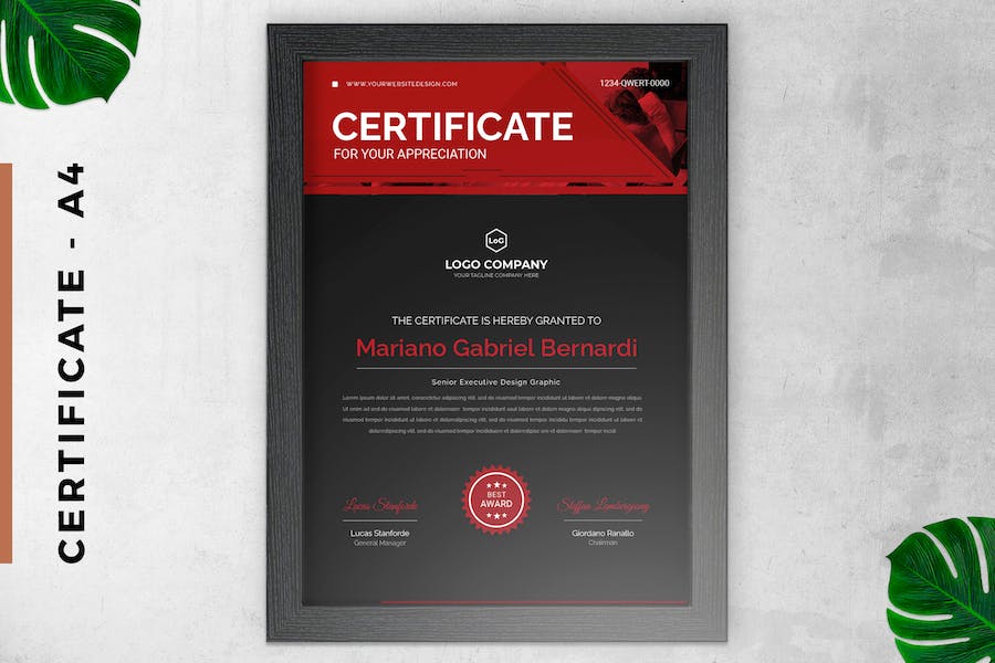 Certificate / Diploma Modern Red & Black Style