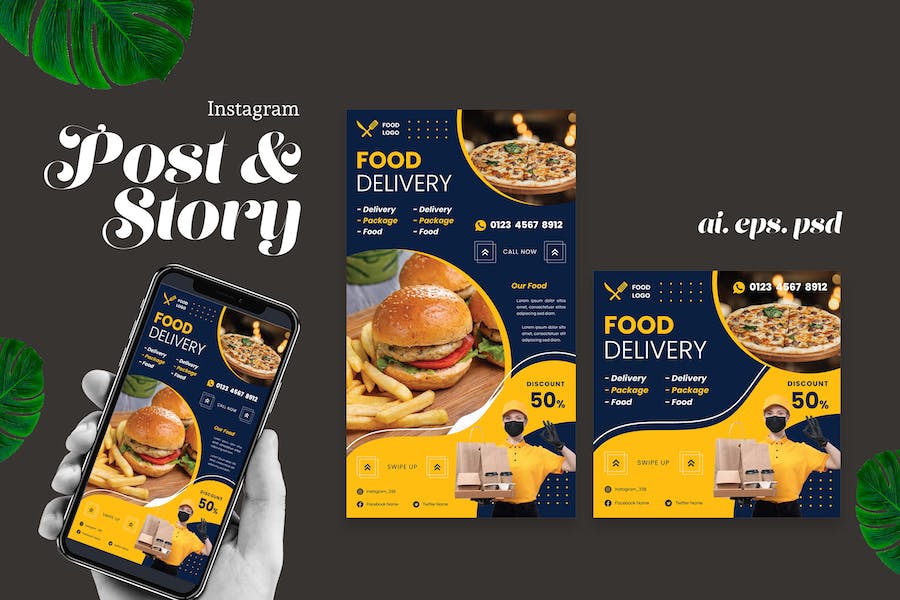 Online Delivery Food  Instagram Story Post