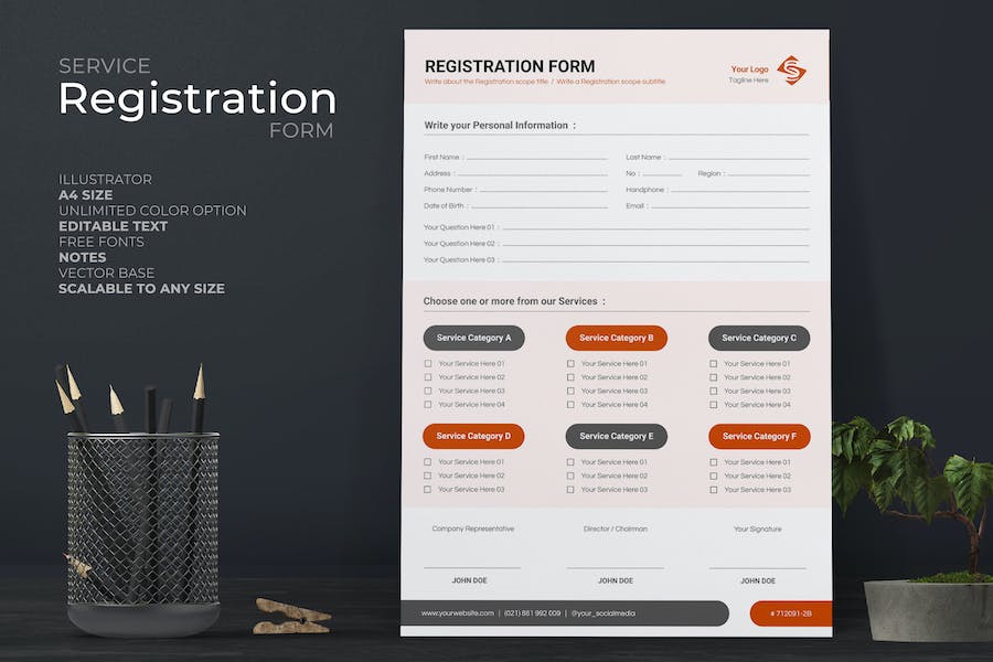 Clean Registration Form With Red Accent