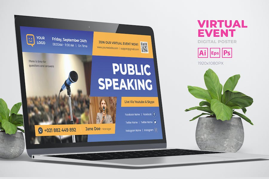 Public Speaking Event Digital Poster Flyer