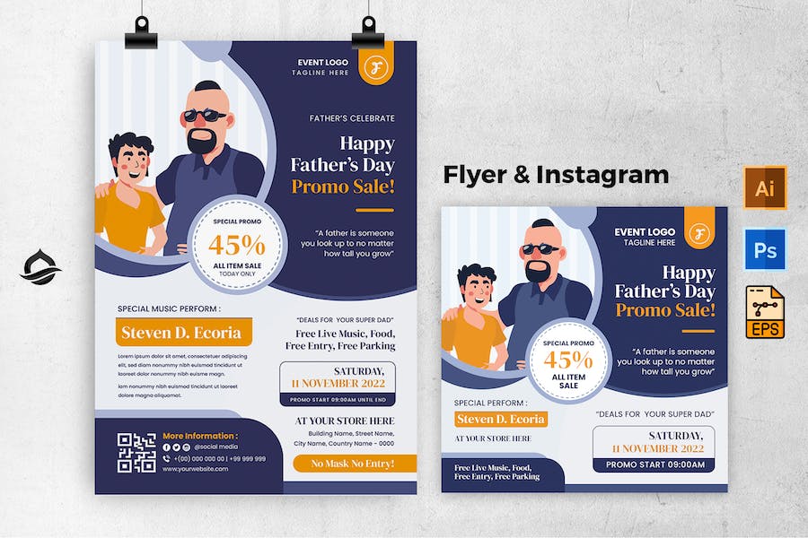 Modern Father Day Template Flyer & Instagram Post
