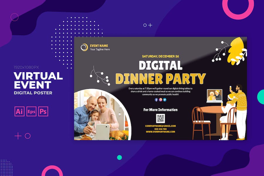 Dinner Party Event Digital Poster Flyer