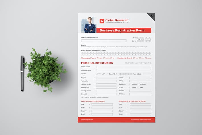 Business Registration Form With Red Accent