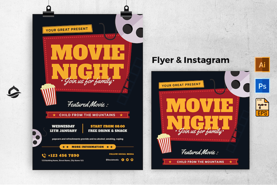 Movie Night Event Flyer & Instagram Post
