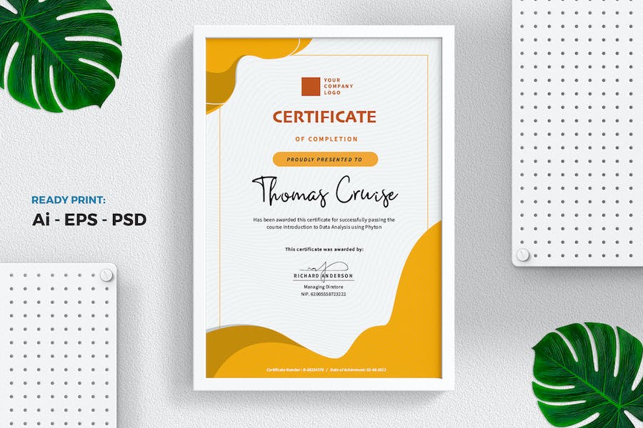 Yellow Certificate / Diploma Template