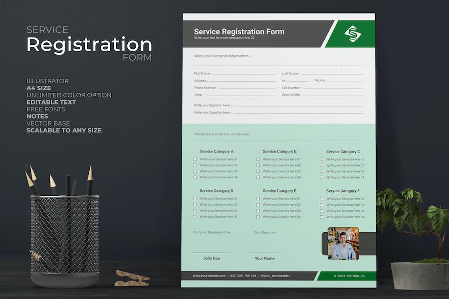 Clean Service Form With Green Accent